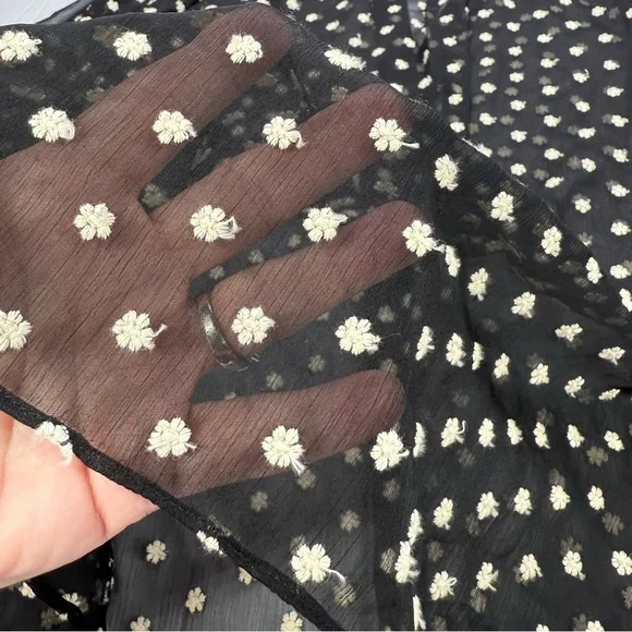 Alice + Olivia Sheila Sheer blouse with embroidered flowers, S - Picture 8 of 9